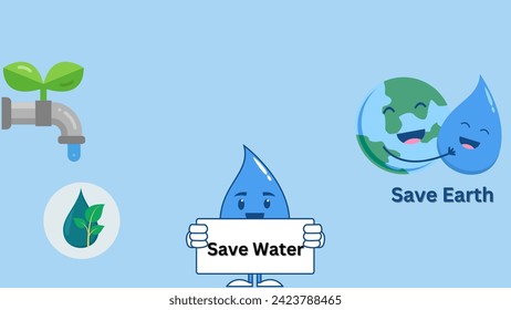 Saving water means using less water in our daily activities like bathing, washing, and watering plants. It's important because water is essential for life.