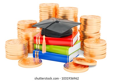 Savings For Education Concept, 3D Rendering Isolated On White Background