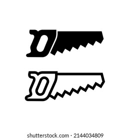 Saw Icon. Carpentry And Joinery Tools. Hand Saw For Construction. Wood Saw. Isolated Raster Illustration On A White Background.