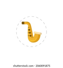 Saxophone Isolated Illustration. Saxophone Flat Icon On White Background. Saxophone Clipart.