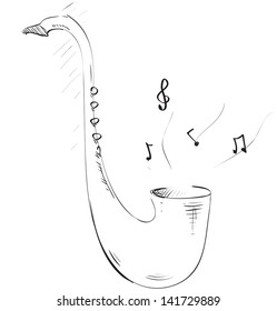 Saxophone Music Instrument Sketch Illustration