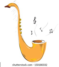 Saxophone Music Instrument Sketch Illustration