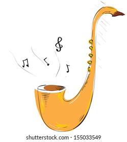 Saxophone Music Instrument Sketch Illustration