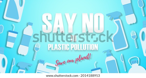 Say No Plastic Pollution Poster Disposable Stock Illustration ...