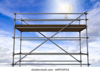 Scaffolding towering into the sky, 3d-illustration