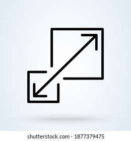 Scalability or scalable system line sign icon or logo. Scalability concept. Scalable or resize window app illustration.