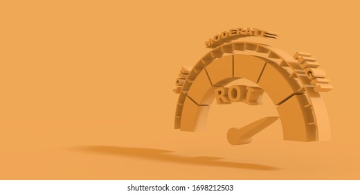 Scale With Arrow From Low To Hidh. The Measuring Device Icon. Sign Tachometer, Speedometer, Indicators. Infographic Gauge Element. ROI Means Return On Investment. 3D Rendering