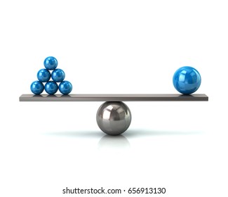 Scales With Blue Balls Symbol Of Balance And Business Success Concept 3d Illustration