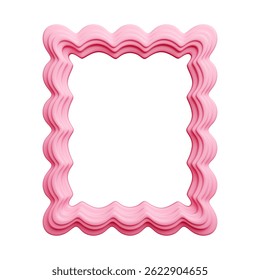 Scallop 3d pink border frame showcases mollusk-esque wavy scallops. Undulating curls construct embellished rectangular fringe. Cute womanly adornment lends quirky appeal for cards and. 3D Illustration