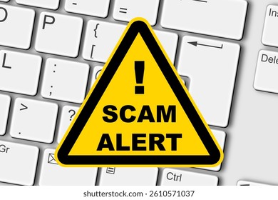Scam alert concept PC computer keyboard