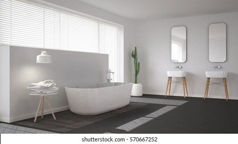 Scandinavian Bathroom White Minimalistic Interior Design