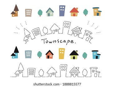 Scandinavian style simple and cute cityscape illustration