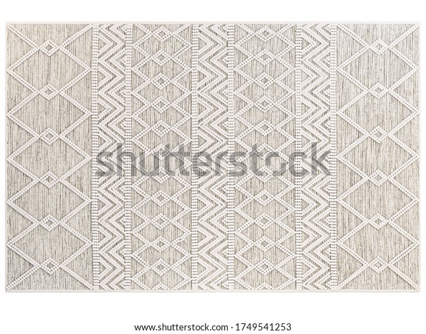 Scandinavian\
wool dot carpet. Rug with cotton base and wool dots on white\
background. Geometric pattern. Mid-century, Farmhouse, Ethnic,\
Chalet, Scandinavian interior. 3d\
render
