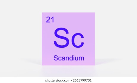 Scandium Element 3D Render - Periodic Table Box with Atomic Number 21, Scientific Education, Chemistry Classroom, Modern Science Poster, and Laboratory Wall Art