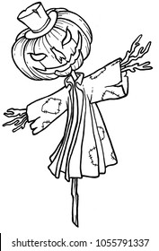 Scarecrow Halloween Coloring Page Stock Illustration 1055791337 ...