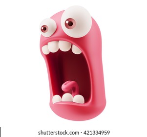 Scared Emoticon Face 3d Rendering Stock Illustration 421334959 