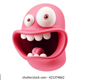 Scary Emoji Cartoon 3d Rendering Stock Illustration 421325608 ...