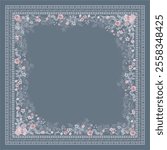 Scarf Hijab Design Pink Denim Flower Decorative Pattern Beauty