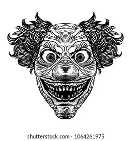 Scary Cartoon Clown Illustration Blackwork Adult 스톡 일러스트 1064261975