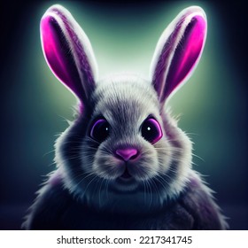 Scary And Crazy Horror Easter Bunny Or Rabbit. Very Nice Digital Illustration That Works Well For A Horror Inspired Easter.