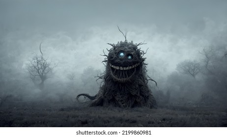 Scary Creature In Forest With A Big Creepy Mouth.