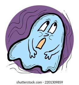 Scary Cute Halloween Ghost Funny Face Stock Illustration 2201309859 