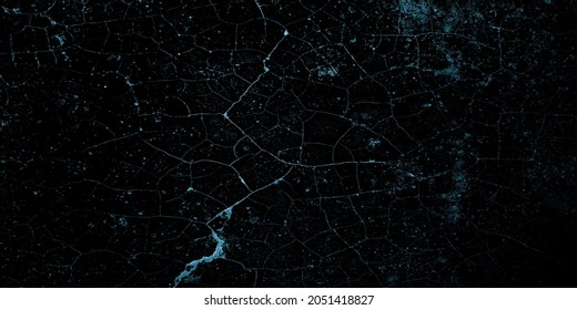 Scary Dark Blue Cracked Wall For Background