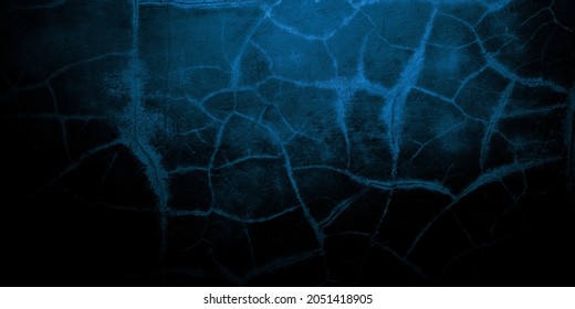 Scary Dark Blue Cracked Wall For Background