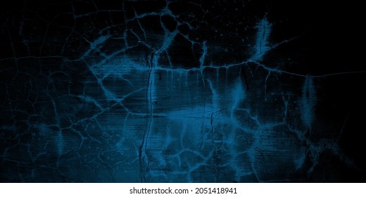 Scary Dark Blue Cracked Wall For Background