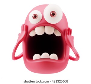 Scary Emoji Cartoon 3d Rendering Stock Illustration 421325608 ...