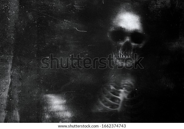 Scary Grunge Skull Horror Wallpaper Spooky Stock Illustration