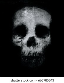 Scary Grunge Skull Isolated On Black Stock Illustration 668785843 ...