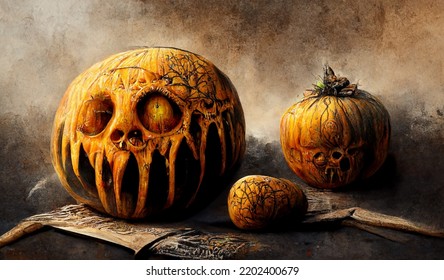 Scary Helloween Pumkin Face 3D-Illustration