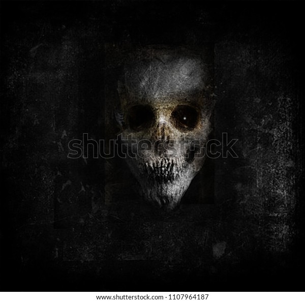 不気味な怪物の恐ろしい背景 頭蓋骨とtシャツのデザイン ハロウィーンの壁紙 のイラスト素材
