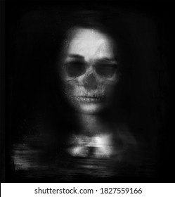 Scary Horror Monster, Halloween Wallpaper With Spooky Skull - Shutterstock ID 1827559166