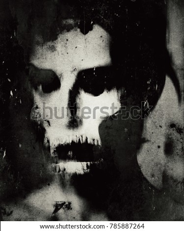 Scary Human Skull Isolated On Grunge Stock Illustration 785887264
