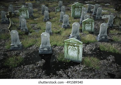 Scary Old Cemetery Old Church On Stock Illustration 491589340 ...