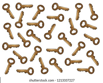 Scattered  copper keys background  