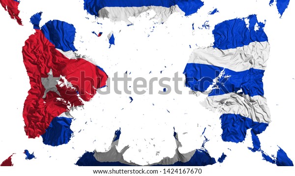 Scattered Cuba\
flag, white background, 3d\
rendering