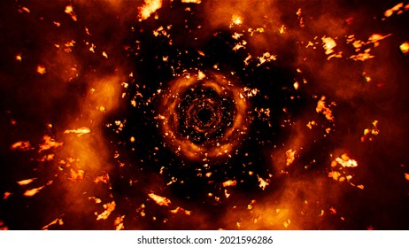 Scattering Fire Particles And Flame Tunnel Effect Background