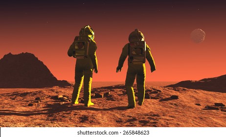 Scene Of The Astronaut On Mars           