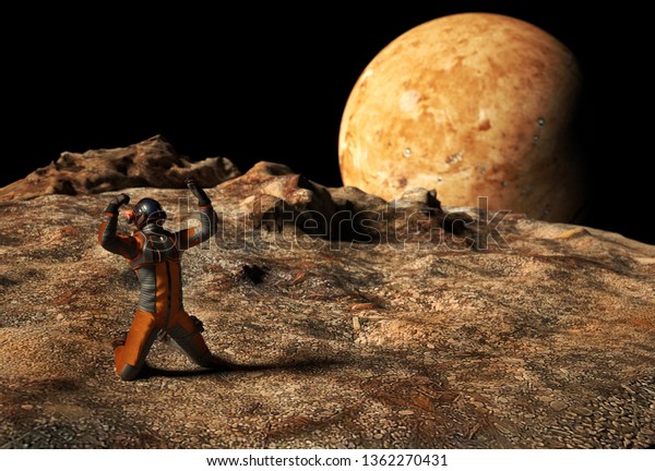 Scene of the\
Astronaut on Mars - 3D\
Illustration