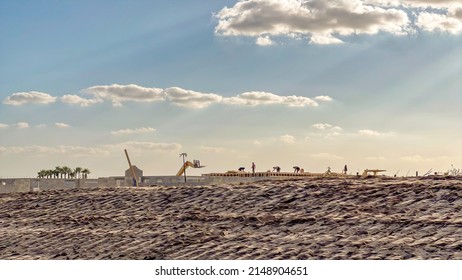 Scene At A Construction Site For Development Of A Large Planned Community Of Luxury Rental Houses On A Sunny Afternoon In Southwest Florida. Digital Oil-painting Effect, 3D Rendering.