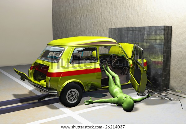 Scene Crash Test executed in\
3D