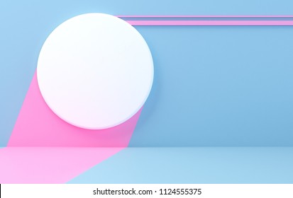 Scene With Geometrical Forms, Color Wall, Minimal Background, A 3D Render