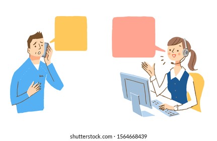 Scenes where the operator and the customer are talking on the phone - Powered by Shutterstock