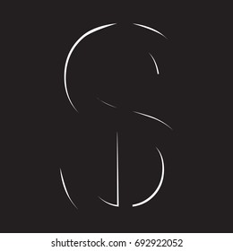 Scetch dollar symbol. Money dollar sign and banner with dollar icon. illustration