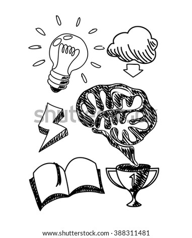 Scetch hand drawn new idea notebook. Idea and innovation new, light bulb, new concept, think outside the box, hand doodle drawn, notebook and sketch, drawing, scribble new idea business illustration