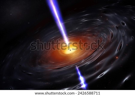 Schematic drawing of an active black hole with its bipolar jet