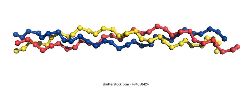 Schematic Representation Of A Collagen Triple Helix, 3D Rendering